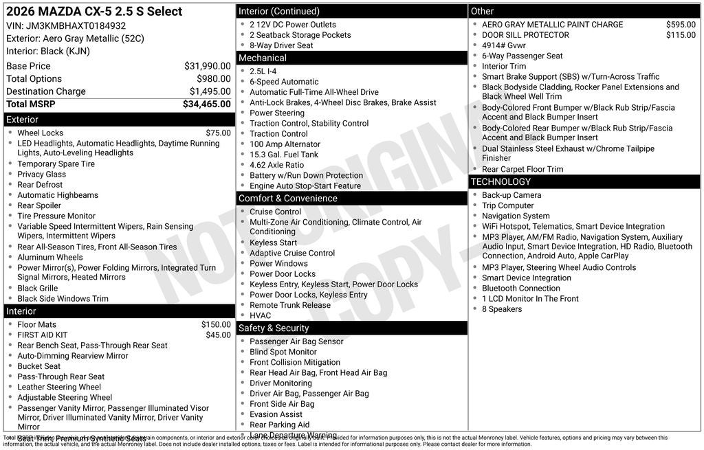 2026 Mazda Mazda CX-5 2.5 S Select AWD