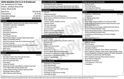 2026 Mazda Mazda CX-5 2.5 S Preferred AWD