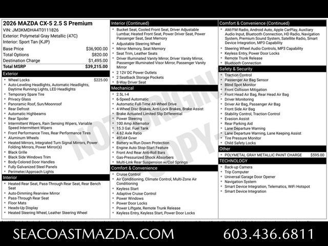 2026 Mazda Mazda CX-5 2.5 S Premium AWD