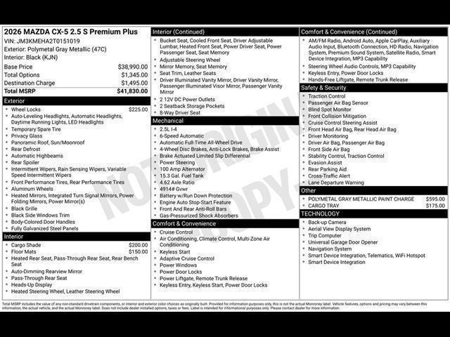 2026 Mazda Mazda CX-5 2.5 S Premium Plus AWD
