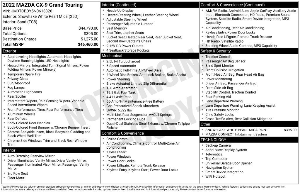 2022 Mazda Mazda CX-9 Grand Touring
