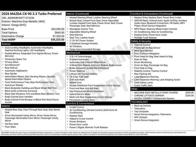 2026 Mazda Mazda CX-90 3.3 Turbo Preferred AWD