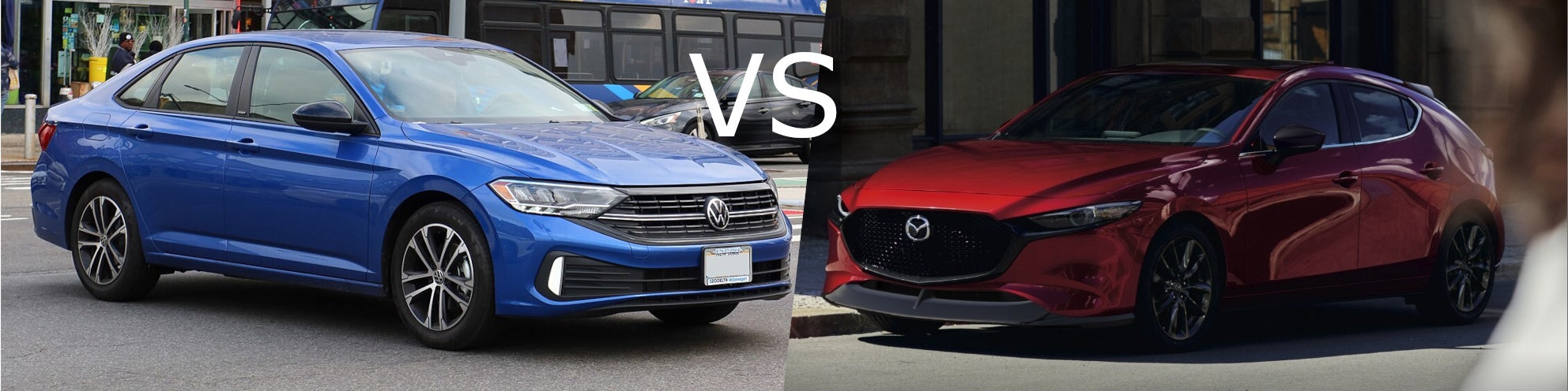 Comparison of 2025 Mazda3 Hatchback vs. Volkswagen Jetta.