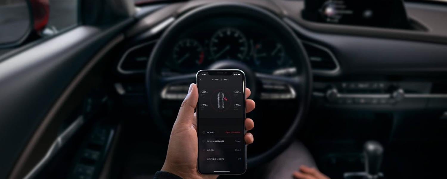 Mazda infotainment system connected to a mobile phone