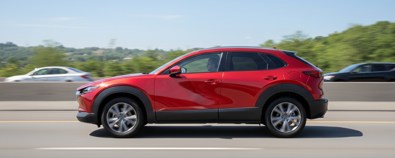 A 2026 Mazda CX-30 being driven on a highway