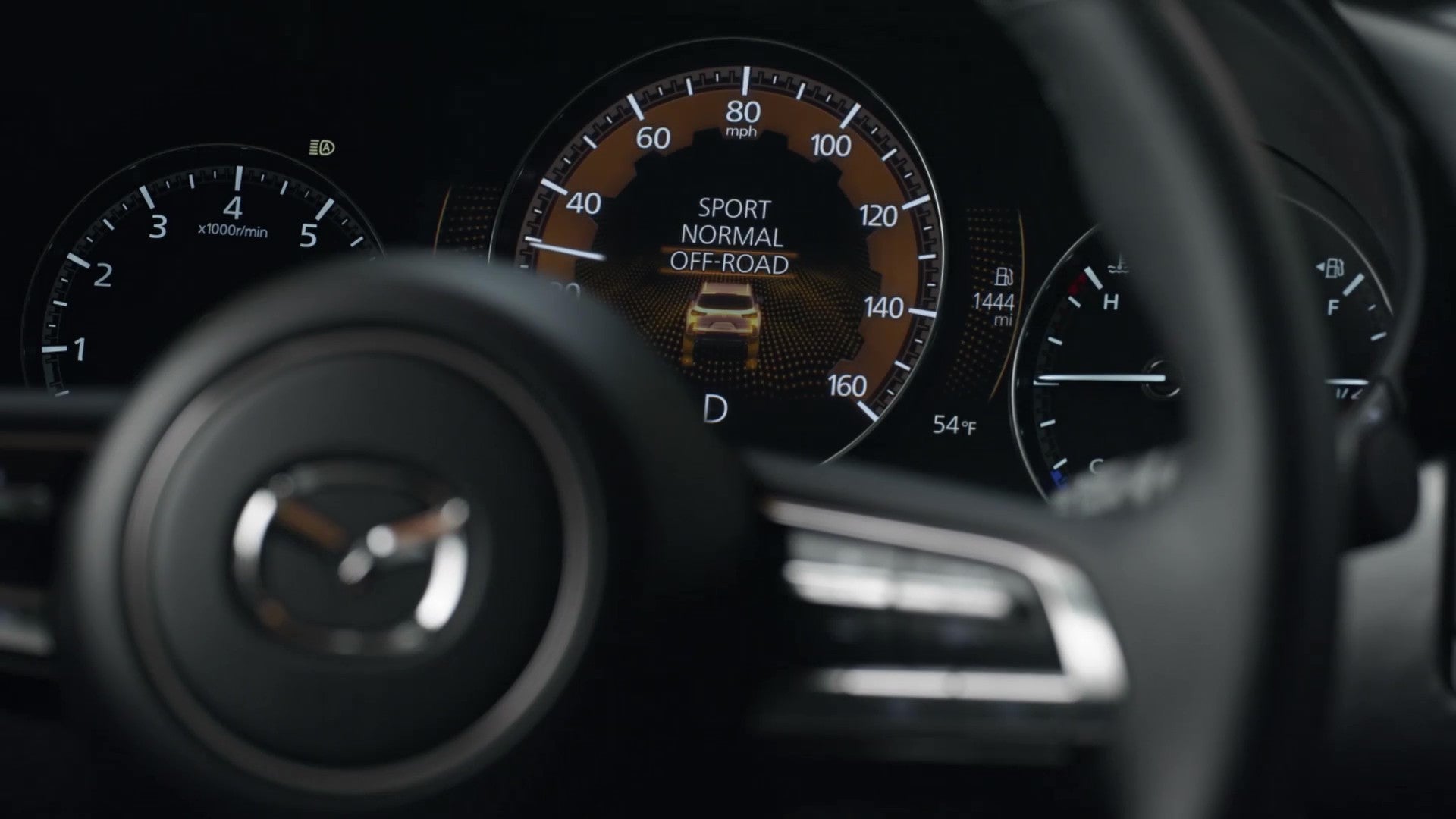 An Interior view of the Mazda CX-50 Turbo Meridian edition with Off-road mode enabled