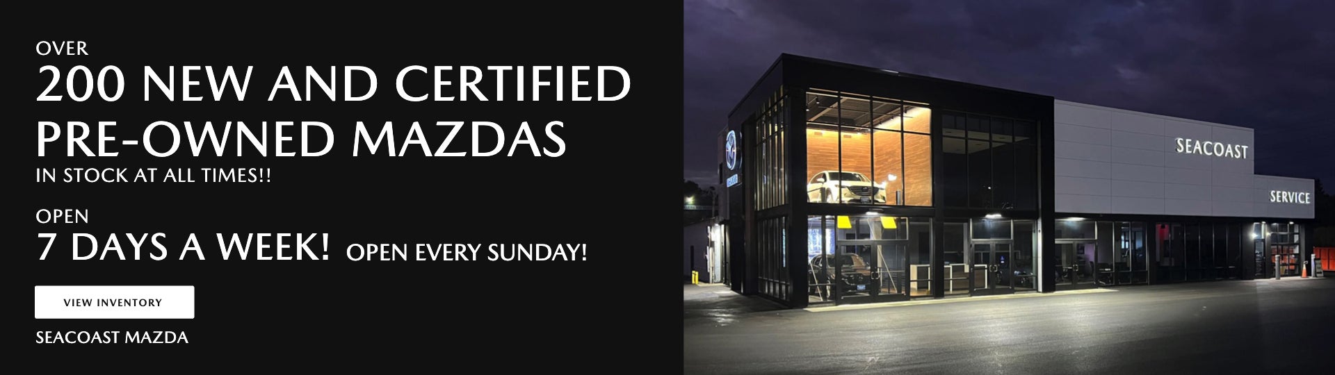 Open 7 days a week! Open every Sunday!